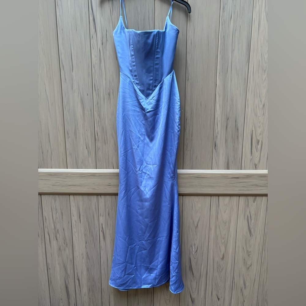 House of CB 'Olivette' Periwinkle Satin Corset Maxi Dress - Picture 5 of 10